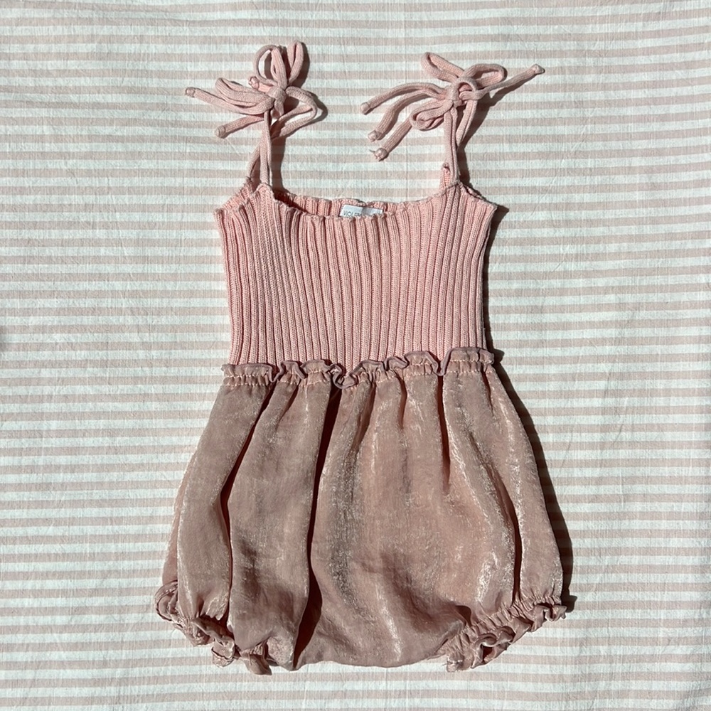 Violeta Federico Blush Pink Satin Romper size 24 months
